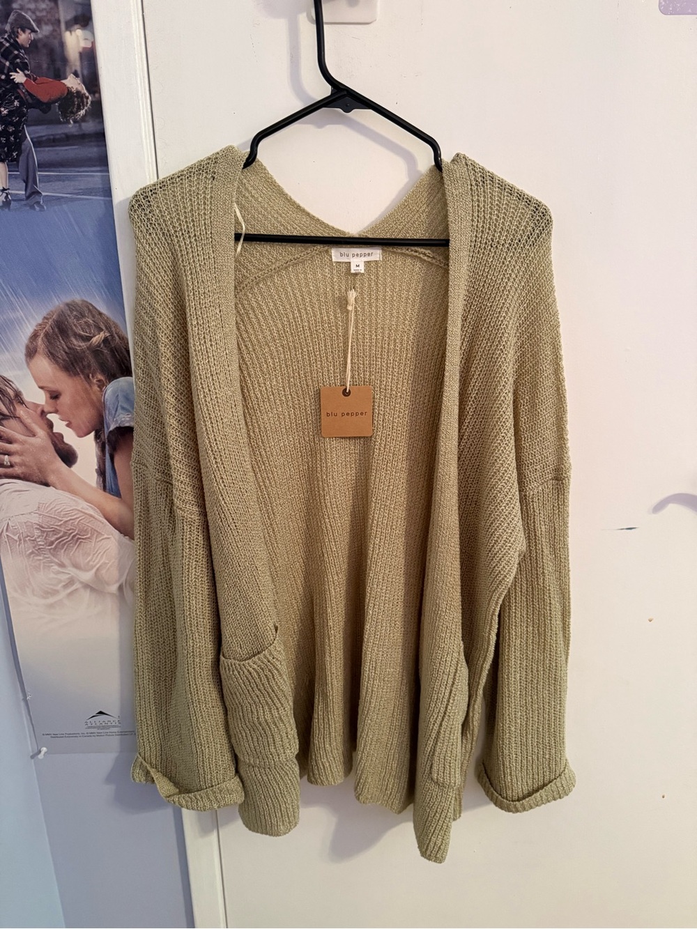 Blu Pepper Olive Knit Hooded Open-Front Cardigan